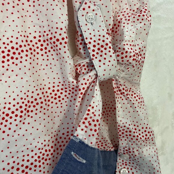 Tommy Hilfiger Women's Size Large Button Up Short Sleeve Classic Fit Polka Dot - Picture 7 of 11